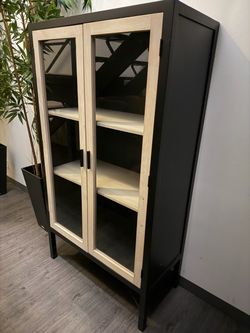 Black Display Cabinet with Glass Doors