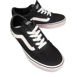 OBO - Vans Ward Black White Canvas Sneakers Women’s Size 5 NIB Skate Classic