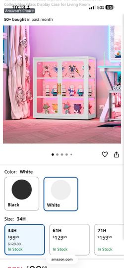 White Glass Display Cabinet with LED Lights