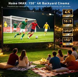 🥳🥳🥳150” Portable Projector Screen with Stand – 4K HD