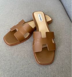 Steve Madden Hadyn Cognac Leather Women Slide Sandals Size 11