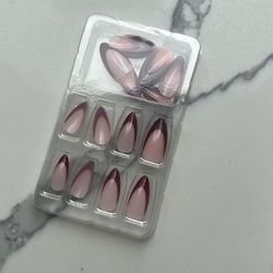 20 nails pink with red french manicure