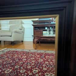 LARGE HEAVY WEIGHT CHERRY WOOD BEVELED FRAMED MIRROR IN EXCELLENT LIKE NEW CONDITION