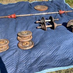 Assorted Weights For The Winter Bulk💪 Dumbbell And Barbbell Plates