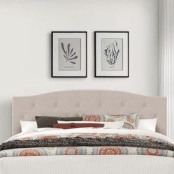 Upholstered Queen Tufted Headboard, Beige In Box,