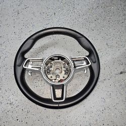Porsche 982 718 Cayman Boxster Black Leather Steering Wheel 2017 - 2024 OEM