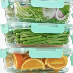 UMEIED 5 Pack Glass Food Storage Containers with Lids Leakproof, Airtight Glass Meal Prep Containers