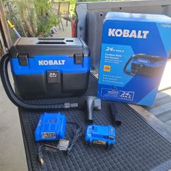 KOBALT 24-VOLT 3-GALLON 1 HP CORDLESS WET-DRY SHOP VACUUM WITH ACCESSORIES INCLUDED 4 AH BATTERY AND CHARGER INCLUDED 