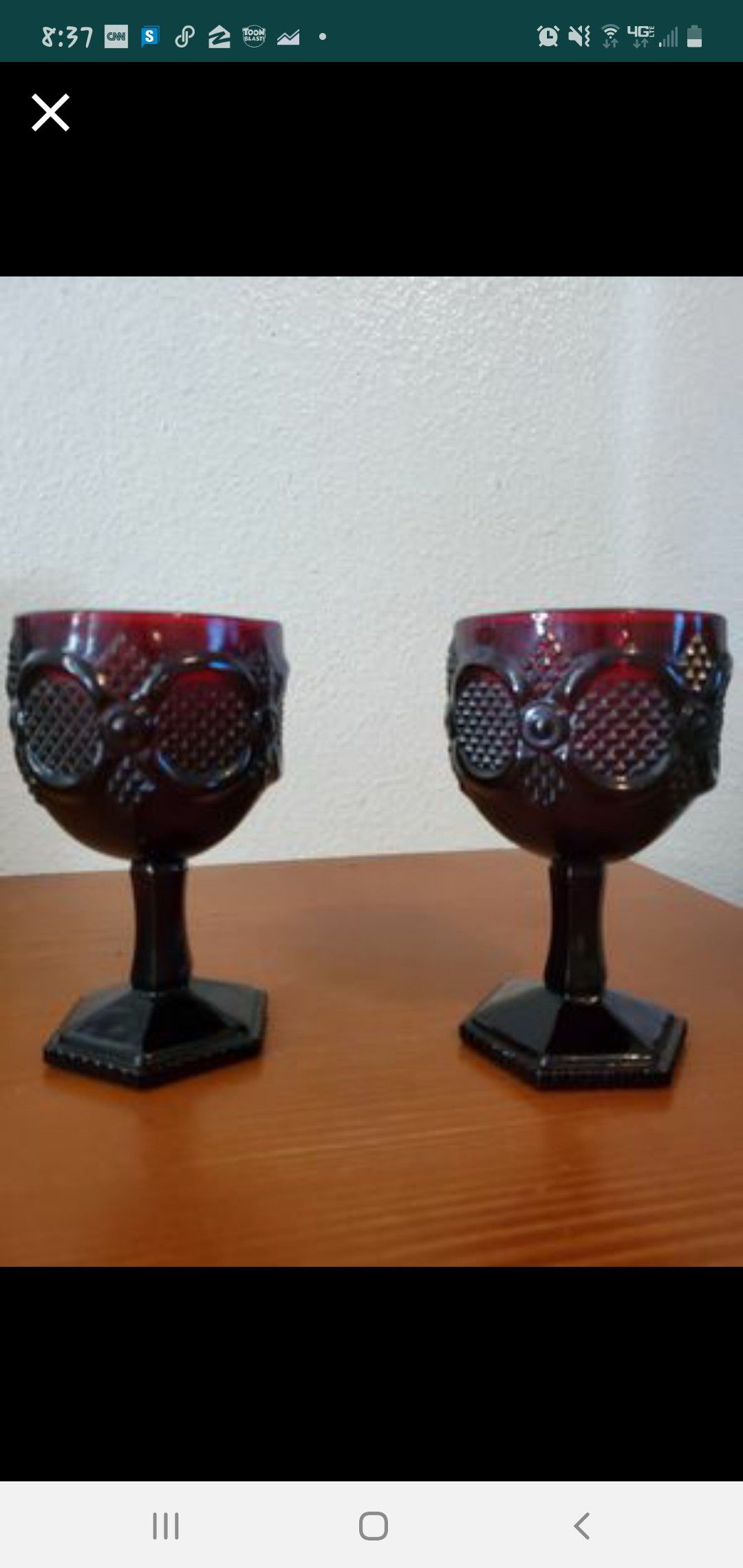 Vintage Avon Ruby Red 1970's...Wheaton glass company...pressed glass..large goblets