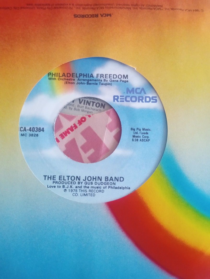 Elton John - Philadelphia Freedom/ I Saw Her Standing There 45 Record