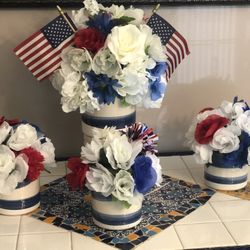 Patriotic 4th of July Flower Arrangement Decor