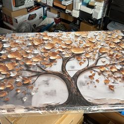 SKYRISE Abstract Gold Tree Wall Art for Living Room, Golden Tree Canvas Wall-Decor for Bedroom, Modern Landscape Decorative-Picture Print Artwork for 