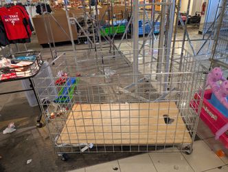 55x25x35ht Chrome Grid W Wood Bottom Dump Bin for Retail Display or panels  for Art/ Craft Fairs