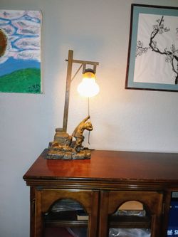 Bronze Sculpture Young Man Ringing Town Bell Table Lamp