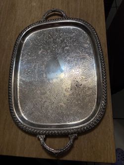 Silver-Plated Serving Tray with Handles