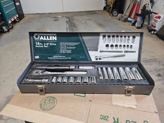 18pc. 3/8" Drive 12 point socket set standard & deep US MADE by ALLEN