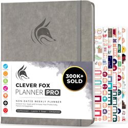Clever Fox Hourly Planner PRO – Premium Undated A4 Daily, Weekly & Monthly Time Management Planner, Rose Gold