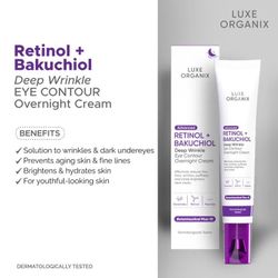 LUXE ORGANIX Advanced Retinol + Bakuchiol Deep Wrinkle Eye Contour Overnight Cream 12g+
