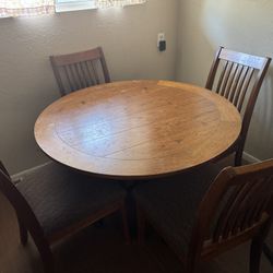 Round Wooden Dining Table with 4 Chairs