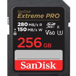 SanDisk 256GB Extreme PRO SDXC UHS-II Memory Card - C10, U3, V60, 6K, 4K UHD, SD