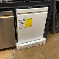 White colored dishwasher LG 24 inch wide with pocket handle