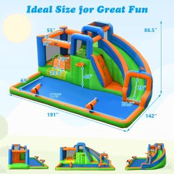 Costway Piscina Inflable con Tobogán Acuático Gigante con Dos Muros de Escalada 