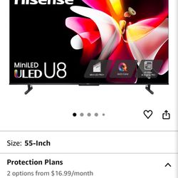 Hisense 55” U8 Series Mini-LED ULED 4K Google Smart TV — 144Hz, QLED, Dolby Vision
