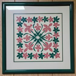 Hawaiian Watercolor Paper Casting by Jule Patten Hand-Painted Kapa Paper 'Aloha Orchid Lei' Floral Art