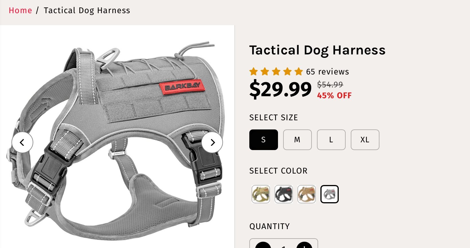 Tactical dog harness XL