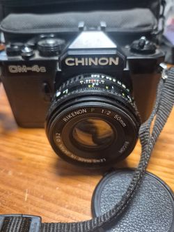 Vintage Chinon CM-4s 35mm SLR Film Camera Bundle w/ Ricoh Rikenon 50mm f2 Lens