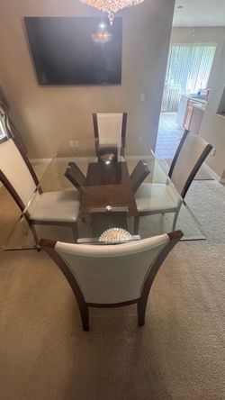Glass Top Dining Table with 6 Chairs