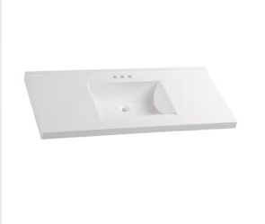 Glacier Bay 49" Cultured Marble Vanity Top, Single Sink, White