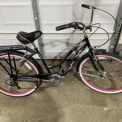 Schwinn Riverside Step Thru Bike Black With pink Accents 