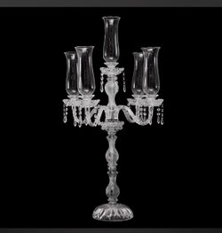 Crystal 5-Arm Candelabra with Hurricane Shades