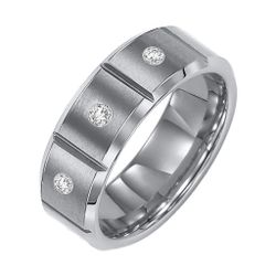 3 Diamond Tungsten Ring Size 11 / Never Worn MSRP $800