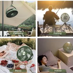 BRAND NEW IN BOX EDON Table Fan,Rechargeable Battery Operated Desk Fan with 4 Speeds Adjustment & Light,Portable Air Circulator Fan with Hook