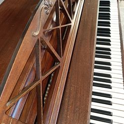 Story and Clark upright piano Mahogany 58 inch needs tuning

A few sticking keys
Model: Storytone
Year: 1980s
Product Dimensions 
58 inches long by 37