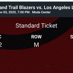 2 Tickets To Blazers Vs lakers