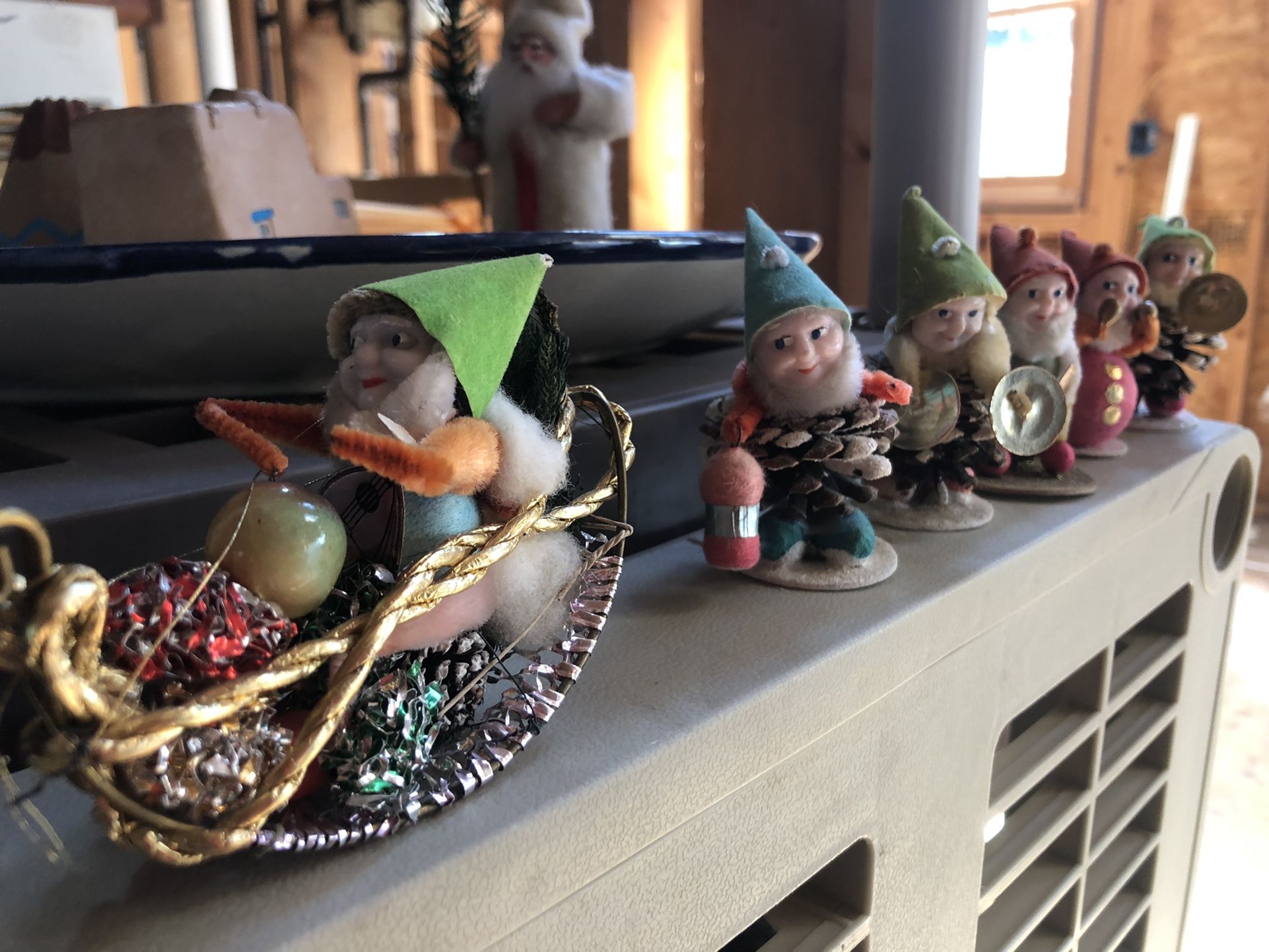 Bundle Sale Small Winter Figures.. Basket Of Accessories