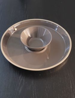 Pampered Chef Ceramic Chip and Dip Serving Platter