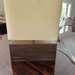 Modern Table Lamp with Rectangular Shade and Wood Base