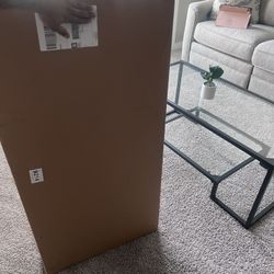 Alden Design Modern Glass Coffee Table with Metal Frame, Black