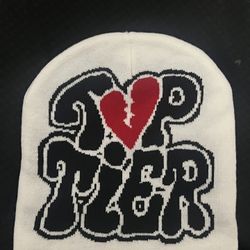 White and Black Top Tier Beanie