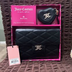 Juicy Couture Flap Wristlet With Heart Coin Purse