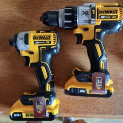 DeWalt 20 Volt Max XR Hammer Drill And Brushless Impact Driver With Three Speeds And Batteries