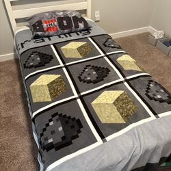 White Twin Platform Bed frame & Storage
