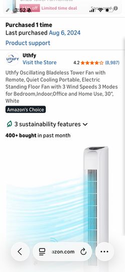 Uthfy Oscillating Bladeless Tower Fan