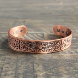 Tree of Life Copper Therapy Bracelet Magnetic Pure Copper Cuff Adjustable, 15 mm Wide.

Tree of Life Magnetic Copper Bracelet
Celebrate strength, grow