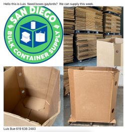 Gaylord cardboard boxes used clean, pallet bins, bulk boxes, industrial bins, pallet skid