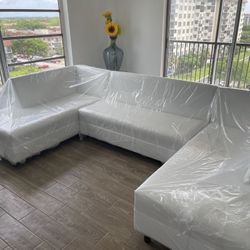 White Leather Sectional Sofa Never Used 